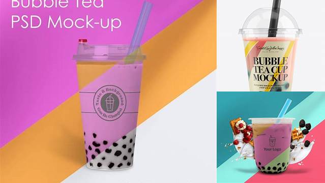 9745+ Free Bubble Tea Mockup Free PSD