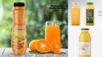 9745+ Glossy Plastic Bottle with Orange Drink PSD Mockup Exclusive Editable PSD File