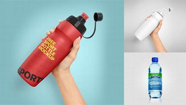 9747+ Water Bottle with Sport Cap PSD Mockup Free PSD for Creatives