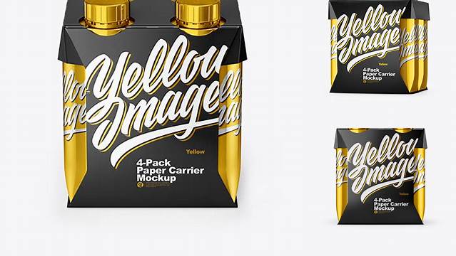 9748+ Metallic 4-Pack Paper Carrier PSD Mockup Creative Layered Design File