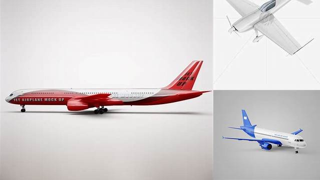 9748+ Sport Airplane PSD Mockup Half Side View Advanced Photoshop Design Free