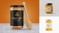 9752+ Glass Honey Jar with Fabric Cap and Label PSD Mockup Free Photoshop Mockup Design