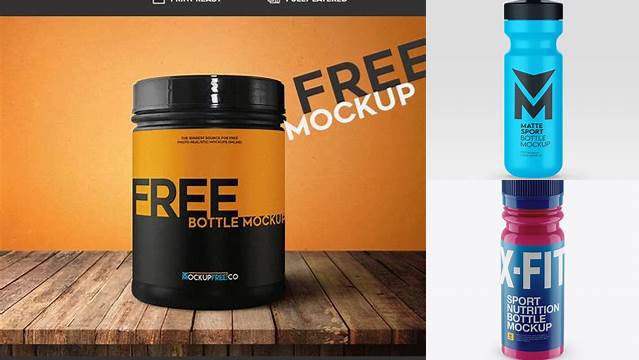 9752+ Gloss Plastic Sport Nutrition Bottle PSD Mockup Front View Elegant and Versatile PSD Resource