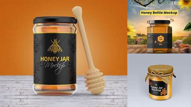 9752+ Mason Jar with Honey PSD Mockup Smart Object PSD Template