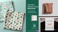 9753+ Folded Kitchen Towel PSD Mockup Half Side View Advanced Photoshop Template