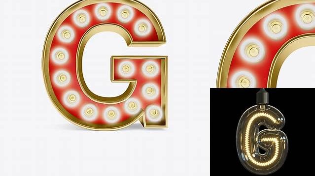 9753+ Letter G Light Bulb Sign PSD Mockup Digital Download