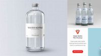 9754+ 330ml Clear Glass Bottle with Water PSD Mockup Editable Graphic Free PSD