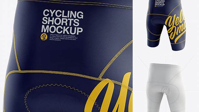 9756+ Men’s Cycling Shorts v2 PSD Mockup Back Right Half Side View Layered PSD File Free Download