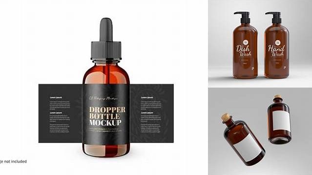 9757+ Amber Glass Bottle With Handle PSD Mockup High-End Photoshop Mockup