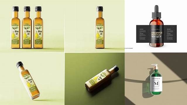 9762+ Square Amber Glass Bottle PSD Mockup Unique and Editable PSD