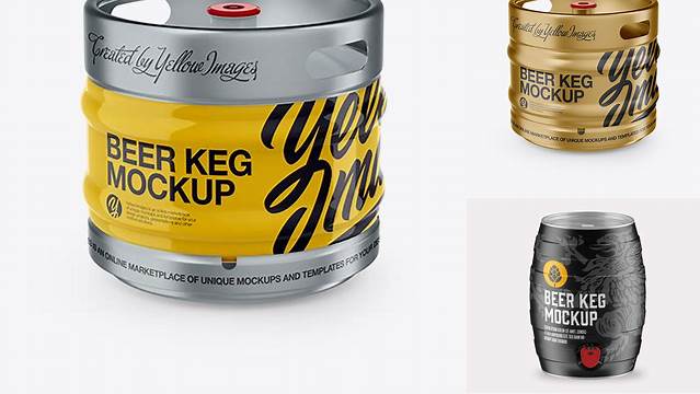 9763+ 30L Glossy Beer Keg PSD Mockup Versatile and Modern PSD Mockup