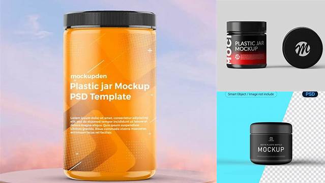 9765+ 250ml Matte Plastic Jar PSD Mockup Unique and Editable PSD