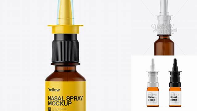 9767+ Amber Nasal Spray Bottle PSD Mockup Front View Modern and Unique Freebie PSD