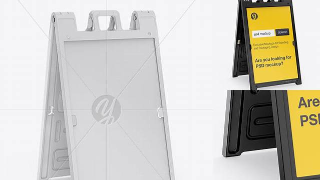 9767+ Plastic Sign A-Frame PSD Mockup Right Half Side View Advanced Editable Template Free