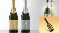 9769+ Black Glossy Champagne Bottle PSD Mockup Photoshop PSD Free for Designers