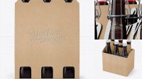 977+ Kraft Paper 6 Pack Amber Bottle Carrier PSD Mockup Half Side View Free Digital Resource for Designers