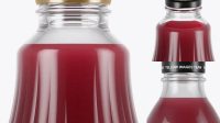 9770+ Clear Glass Berry Juice Bottle PSD Mockup High-Angle Shot Smart Object Free Photoshop File