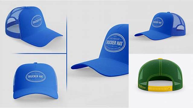 9770+ Trucker Cap with Flat Visor PSD Mockup Back View Free Graphic Design Resource