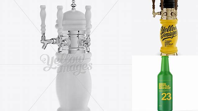 9773+ Matte Beer Tower PSD Mockup Half Side View Fully Customizable Photoshop Freebie