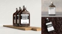 9775+ Amber Glass Bottle With Cold Brew Coffee PSD Mockup High-Resolution Editable PSD