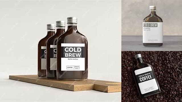 9775+ Amber Glass Bottle With Cold Brew Coffee PSD Mockup High-Resolution Editable PSD