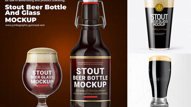 9776+ Stout Beer Glass PSD Mockup Creative Design Mockup