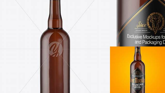 9778+ 750ml Amber Craft Beer Bottle PSD Mockup Modern Design PSD Resource Free Download