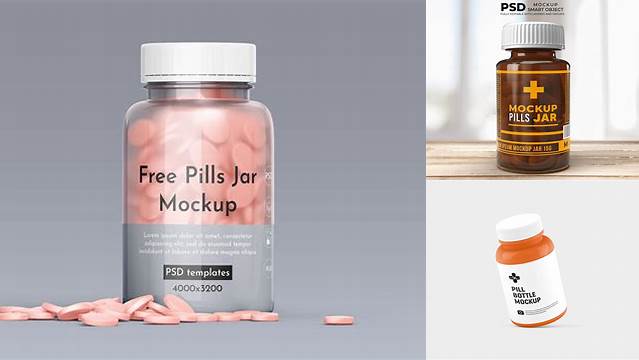 9779+ Chrome Pill Jar PSD Mockup Free PSD