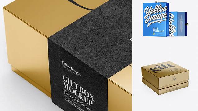 9781+ Two Metallic Boxes PSD Mockup Half Side View High-Angle Shot Versatile Mockup for Designers