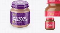 9791+ Baby Food Vegetable Puree Small Jar PSD Mockup High-Angle Shot Free Mockup PSD Template