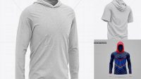 9798+ Men’s Heather Hooded T-shirt PSD Mockup Front Half-Side View Advanced and Editable PSD Template Free