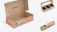 9798+ Opened Kraft Paper Box With Socks PSD Mockup Half Side View Elegant Photoshop Mockup