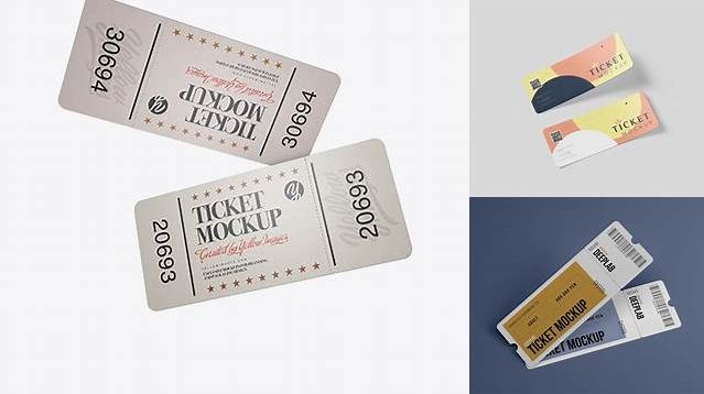 9798+ Two Tickets with Round Corners PSD Mockup High Resolution