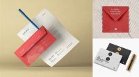 9806+ Opened Paper Envelope With Paper PSD Mockup Creative High-Resolution PSD Freebie