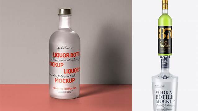 9809+ Frosted Glass Liqueur Bottle PSD Mockup Smart Editable Design Mockup