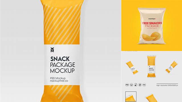 9810+ Kraft Snack Package PSD Mockup Creative Free Photoshop Template