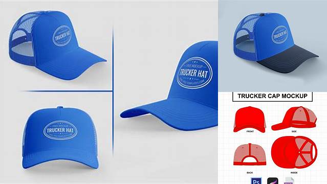 9811+ Trucker Cap PSD Mockup Back View Layered PSD File Free Download