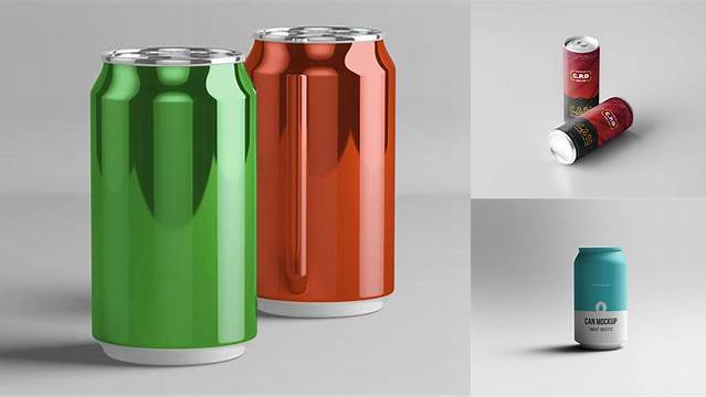 9813+ Six Cans PSD Mockup Smart Object-Based PSD Template Free