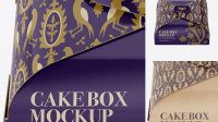 9814+ Cake Box Front View High Angle Versatile PSD Mockup File