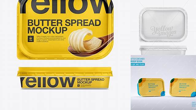 9819+ 200g Margarine Spread Container PSD Mockup Layered Photoshop Template