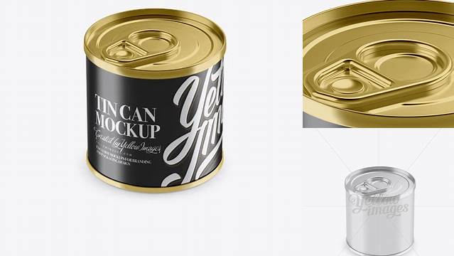 9821+ Tin Can with Metal Rim PSD Mockup High-Angle Shot Download Now High-Quality PSD Template