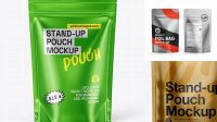 9822+ Metallic Stand Up Pouch with Zipper PSD Mockup Exclusive Free Photoshop Asset