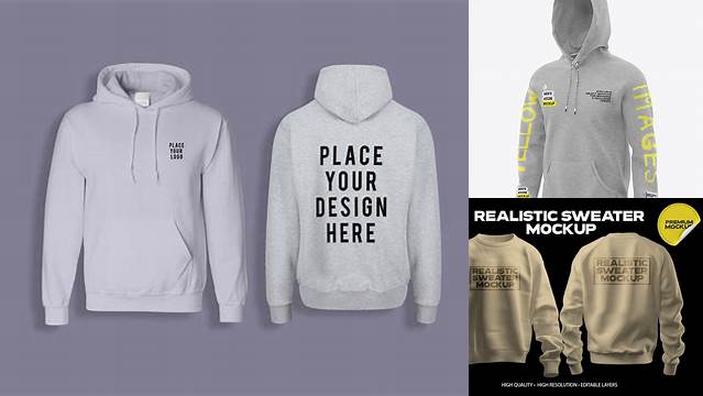 9824+ Men’s Melange Sweatshirt PSD Mockup Professional PSD Mockup