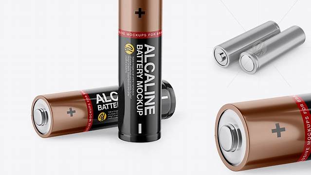 9827+ Two AA Batteries Half Side View High-End Photoshop Mockup