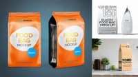 9828+ Matte Stand-up Food Bag PSD Mockup Front View Fully Editable PSD Template