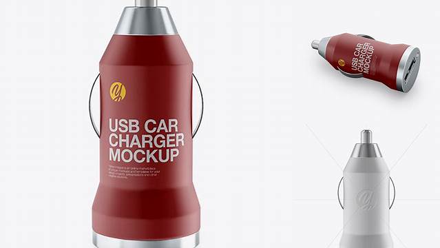 9829+ Matte USB Car Charger PSD Mockup Front View Unique and Creative Free PSD File