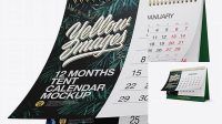 983+ Textured 12 Months Desk Tent Calendar PSD Mockup Half Side View Professional Editable Freebie PSD