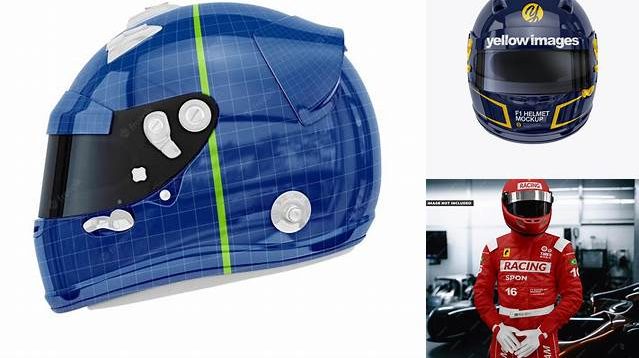 9831+ F1 Helmet PSD Mockup Front View Elegant PSD Mockup