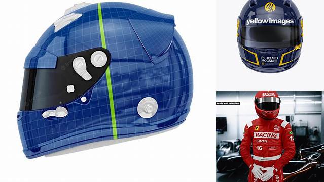 9831+ F1 Helmet PSD Mockup Front View Elegant PSD Mockup