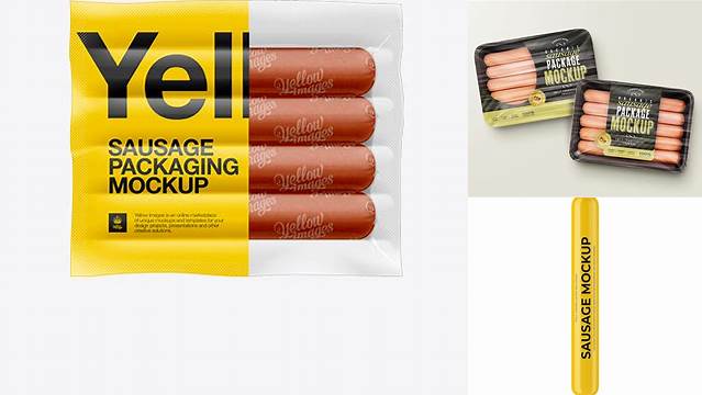 9833+ 4 Sausages in Plastic Package PSD Mockup Creative Free PSD Graphic Design